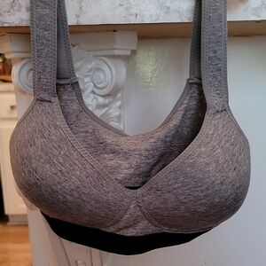 Zone Pro Gray and Black Sports Bra with Wide Straps